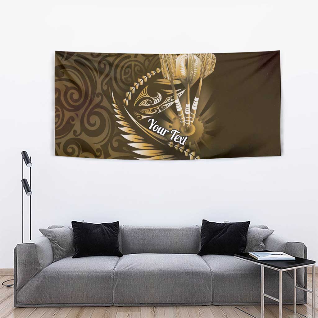 Personalised All Gold New Zealand Darts Tapestry Aoteroa Fern Maori Galaxy Style