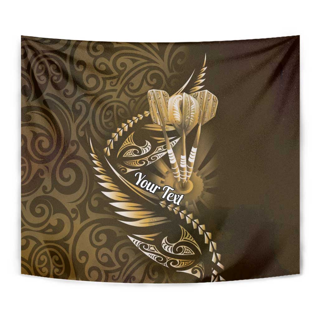 Personalised All Gold New Zealand Darts Tapestry Aoteroa Fern Maori Galaxy Style