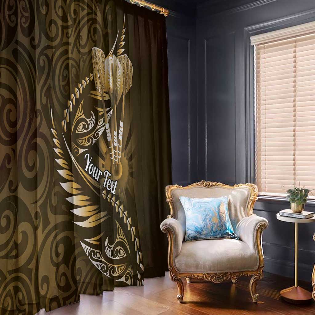 Personalised All Gold New Zealand Darts Window Curtain Aoteroa Fern Maori Galaxy Style