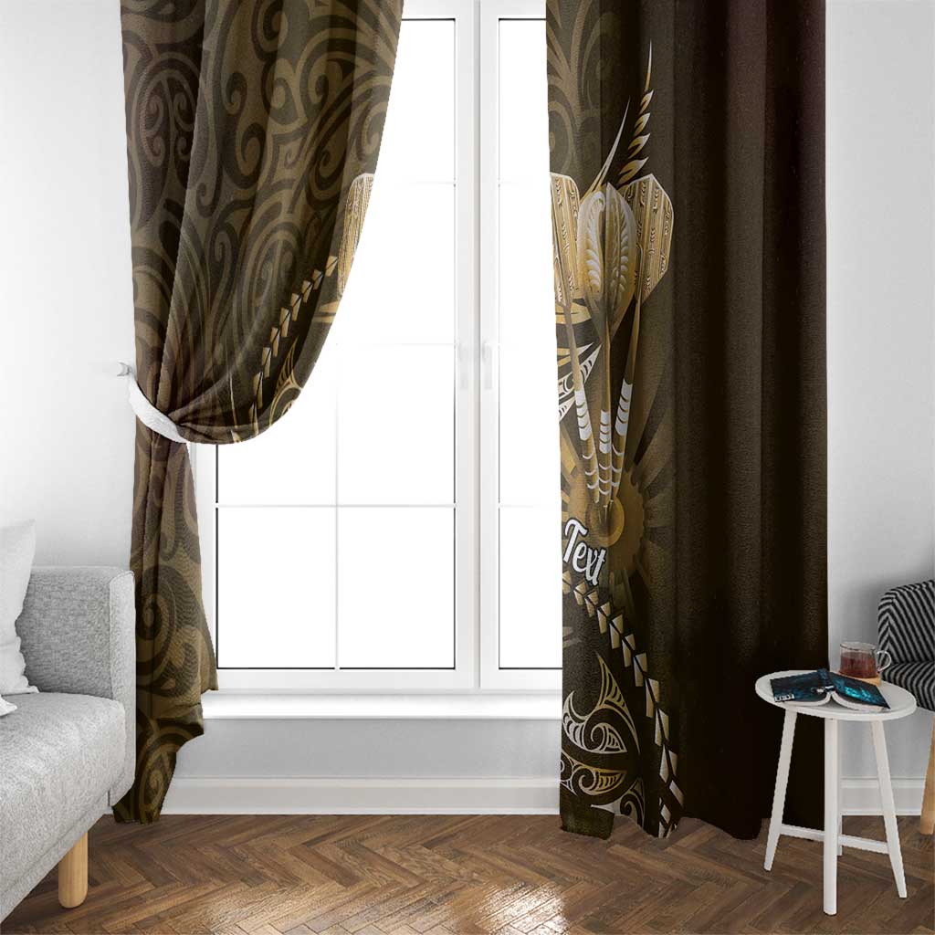Personalised All Gold New Zealand Darts Window Curtain Aoteroa Fern Maori Galaxy Style