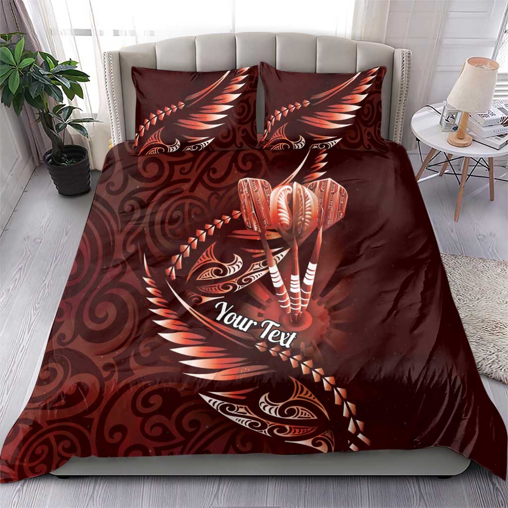 Personalised All Red New Zealand Darts Bedding Set Aoteroa Fern Maori Galaxy Style