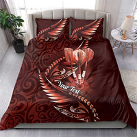 Personalised All Red New Zealand Darts Bedding Set Aoteroa Fern Maori Galaxy Style