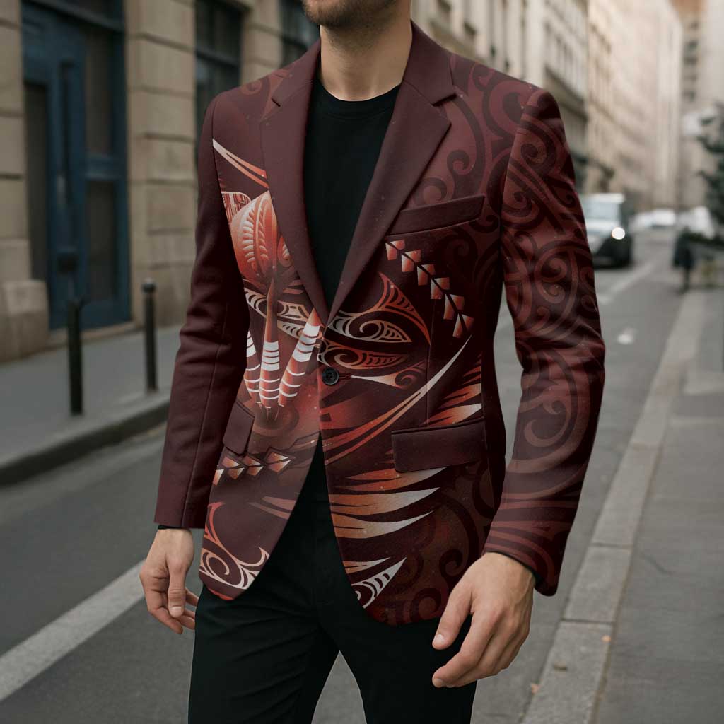 Personalised All Red New Zealand Darts Blazer Aoteroa Fern Maori Galaxy Style - Polynesian Pride