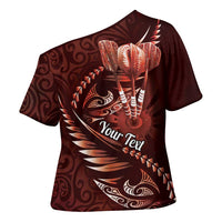Personalised All Red New Zealand Darts Cross Shoulder Shirt Aoteroa Fern Maori Galaxy Style - Polynesian Pride