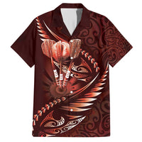 Personalised All Red New Zealand Darts Family Matching Short Sleeve Bodycon Dress and Hawaiian Shirt Aoteroa Fern Maori Galaxy Style