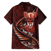 Personalised All Red New Zealand Darts Family Matching Summer Maxi Dress and Hawaiian Shirt Aoteroa Fern Maori Galaxy Style