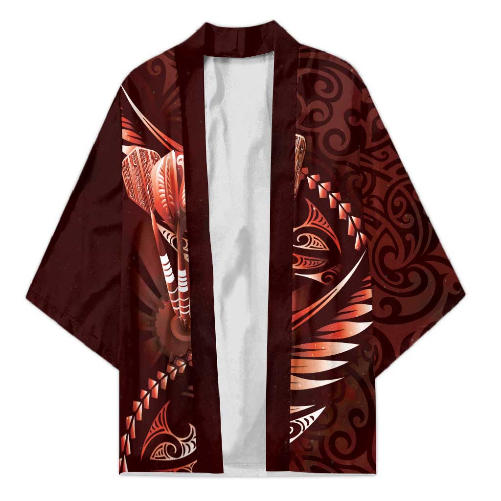 Personalised All Red New Zealand Darts Kimono Aoteroa Fern Maori Galaxy Style - Polynesian Pride