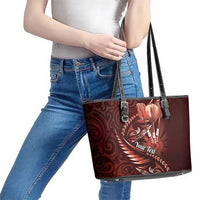 Personalised All Red New Zealand Darts Leather Tote Bag Aoteroa Fern Maori Galaxy Style