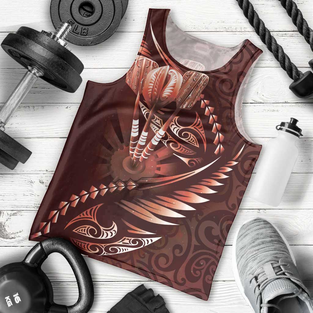 Personalised All Red New Zealand Darts Men Tank Top Aoteroa Fern Maori Galaxy Style