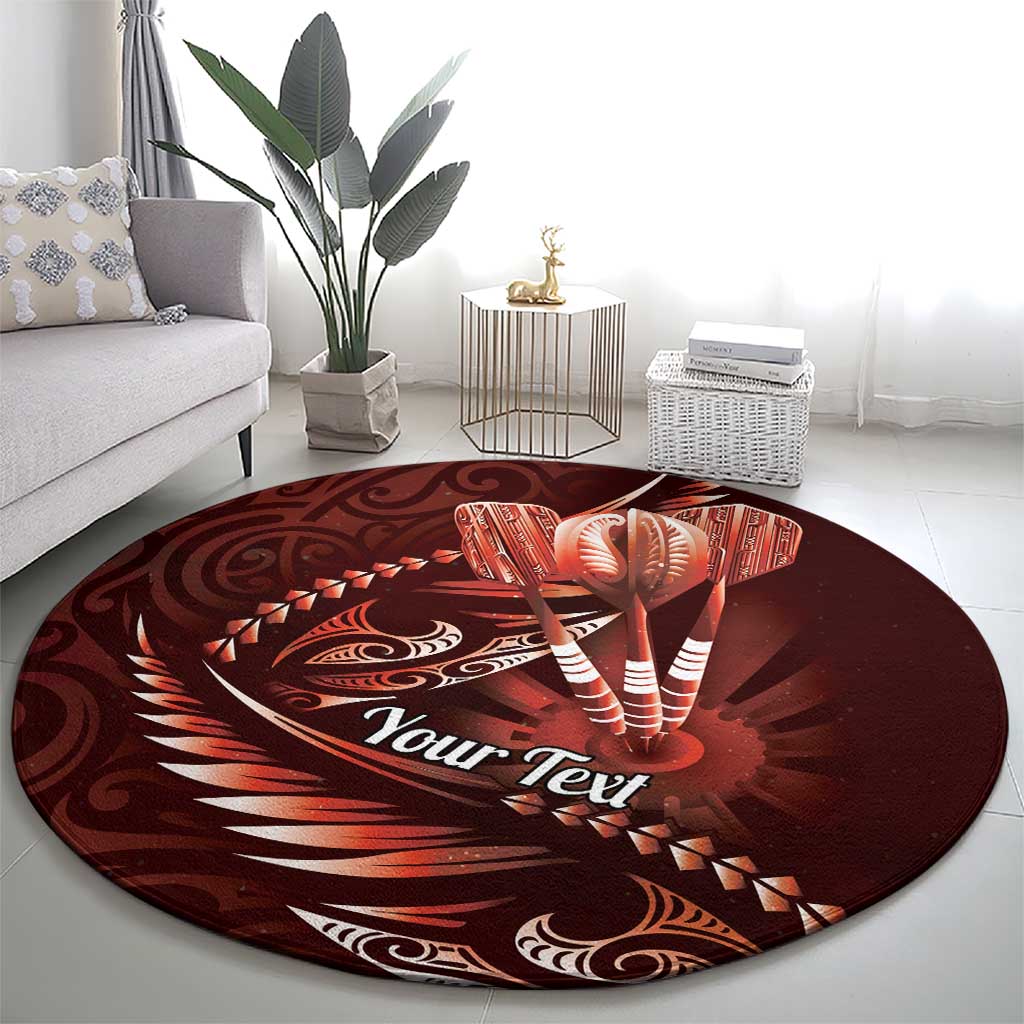 Personalised All Red New Zealand Darts Round Carpet Aoteroa Fern Maori Galaxy Style