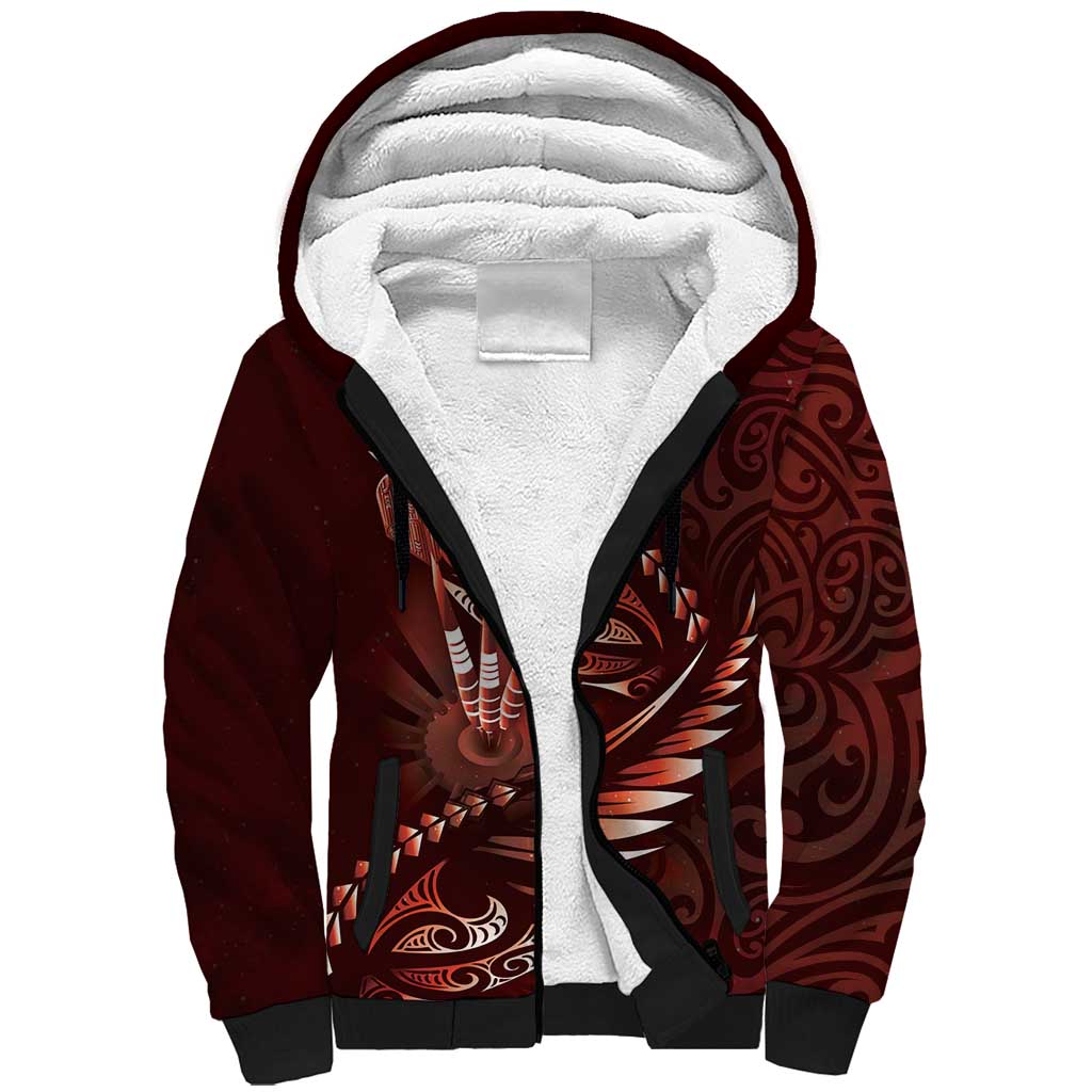 Personalised All Red New Zealand Darts Sherpa Hoodie Aoteroa Fern Maori Galaxy Style