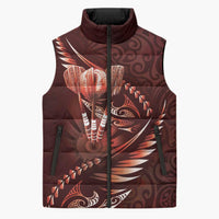 Personalised All Red New Zealand Darts Sleeveless Puffer Jacket Aoteroa Fern Maori Galaxy Style - Polynesian Pride