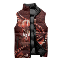 Personalised All Red New Zealand Darts Sleeveless Puffer Jacket Aoteroa Fern Maori Galaxy Style - Polynesian Pride