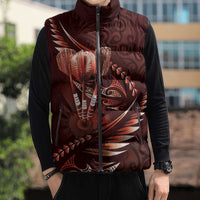 Personalised All Red New Zealand Darts Sleeveless Puffer Jacket Aoteroa Fern Maori Galaxy Style - Polynesian Pride