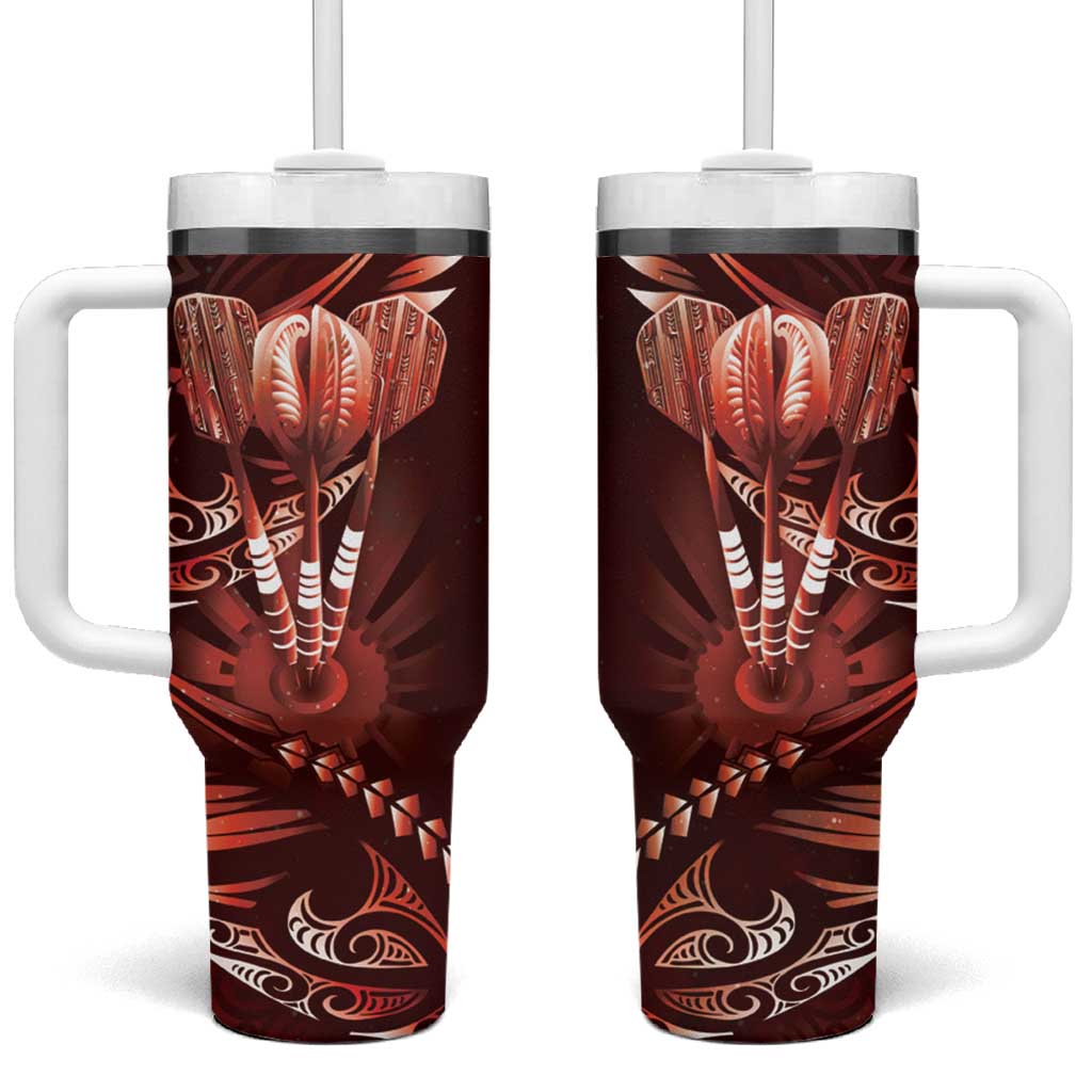 All Red New Zealand Darts Tumbler With Handle Aoteroa Fern Maori Galaxy Style