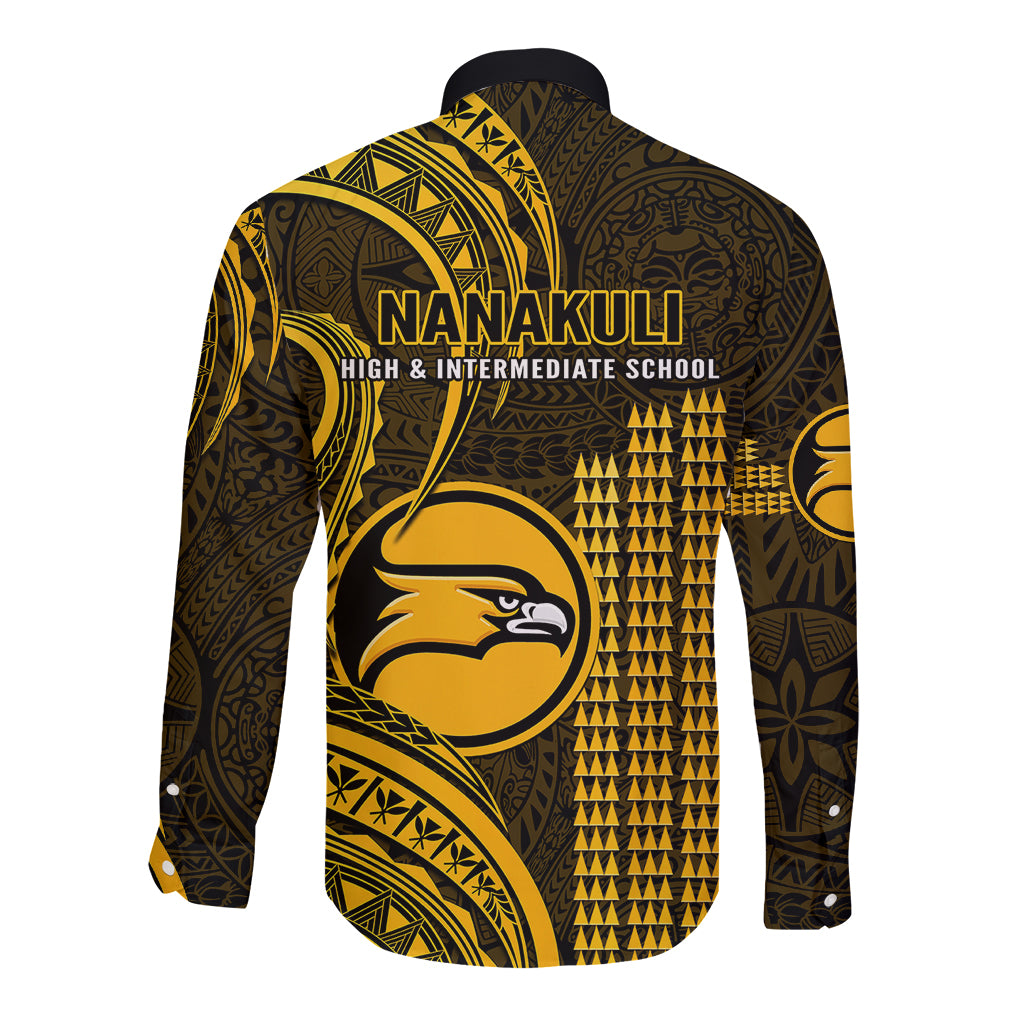 Hawaii Nanakuli High And Intermediate School Long Sleeve Button Shirt Polynesian Kakau Pattern LT14 - Polynesian Pride