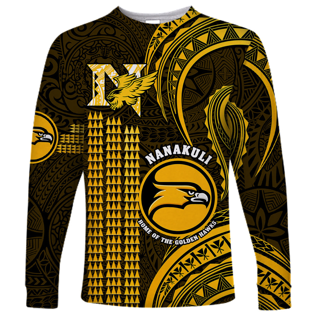 Hawaii Nanakuli High And Intermediate School Long Sleeve Shirt Polynesian Kakau Pattern LT14 Unisex Gold - Polynesian Pride