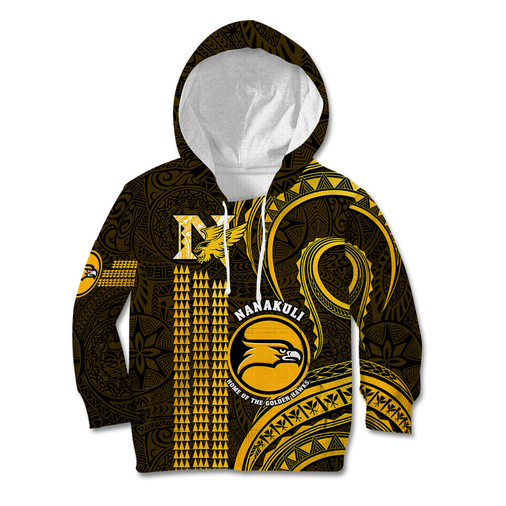 Personalised Hawaii Nanakuli High And Intermediate School Kid Hoodie Polynesian Kakau Pattern LT14 Hoodie Gold - Polynesian Pride