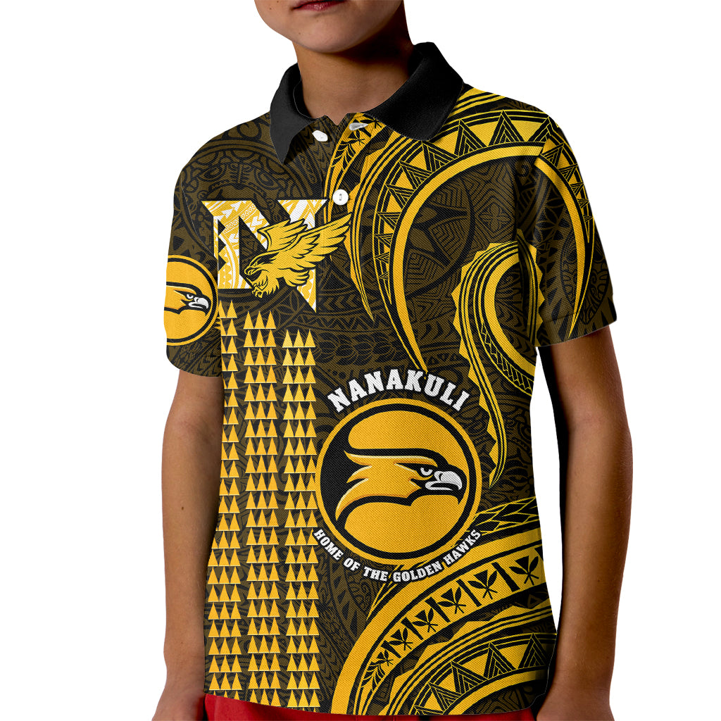 Personalised Hawaii Nanakuli High And Intermediate School Kid Polo Shirt Polynesian Kakau Pattern LT14 Kid Gold - Polynesian Pride