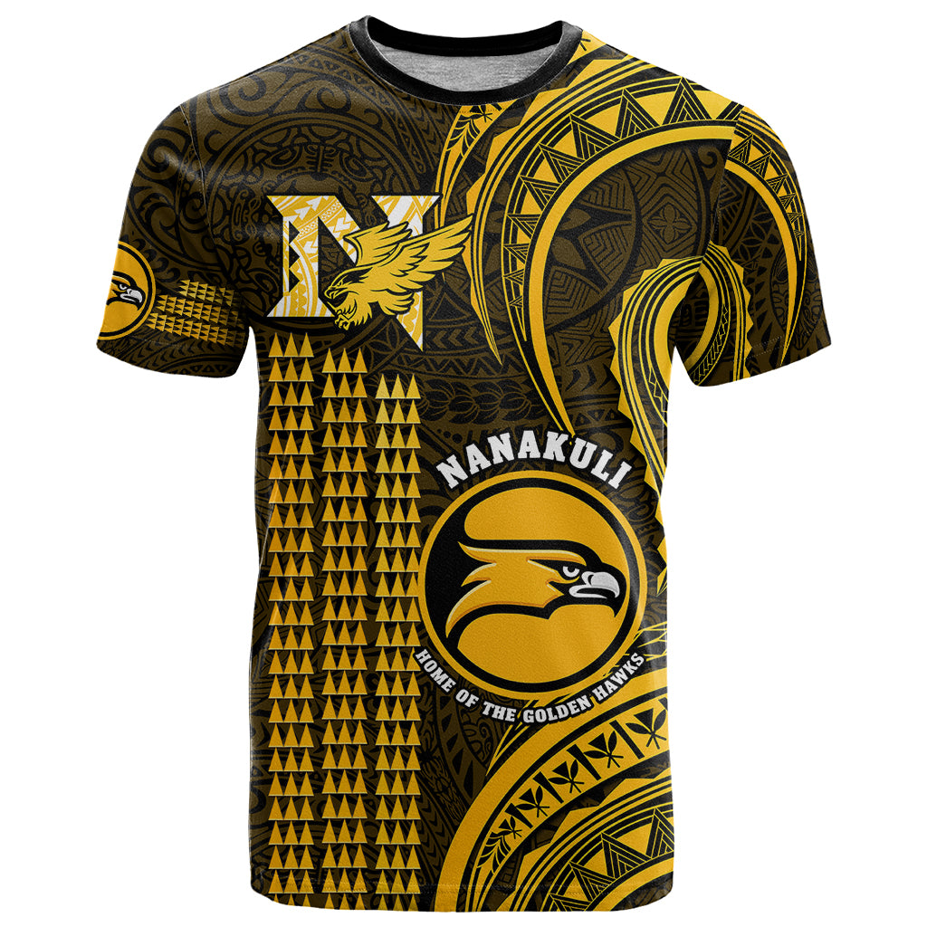 Custom Hawaii Nanakuli High And Intermediate School T Shirt Polynesian Kakau Pattern LT14 Gold - Polynesian Pride