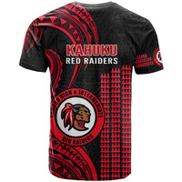 Hawaii Kahuku High and Intermediate School T Shirt Red Raiders Kakau Pattern LT14 - Polynesian Pride