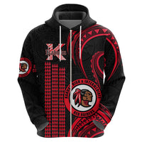 Custom Hawaii Kahuku High and Intermediate School Hoodie Red Raiders Kakau Pattern LT14 - Polynesian Pride