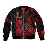 Hawaii Lahainaluna High School Bomber Jacket Polynesian Kakau Pattern LT14 Unisex Red - Polynesian Pride
