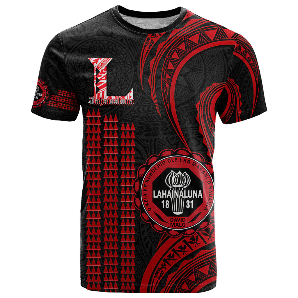 Hawaii Lahainaluna High School T Shirt Polynesian Kakau Pattern LT14 Red - Polynesian Pride