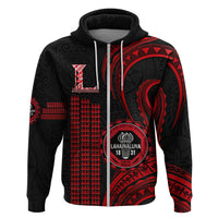 Custom Hawaii Lahainaluna High School Hoodie Polynesian Kakau Pattern LT14 Zip Hoodie Red - Polynesian Pride