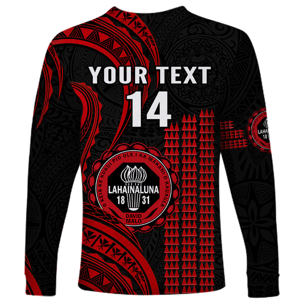 Personalised Hawaii Lahainaluna High School Long Sleeve Shirt Polynesian Kakau Pattern LT14 - Polynesian Pride
