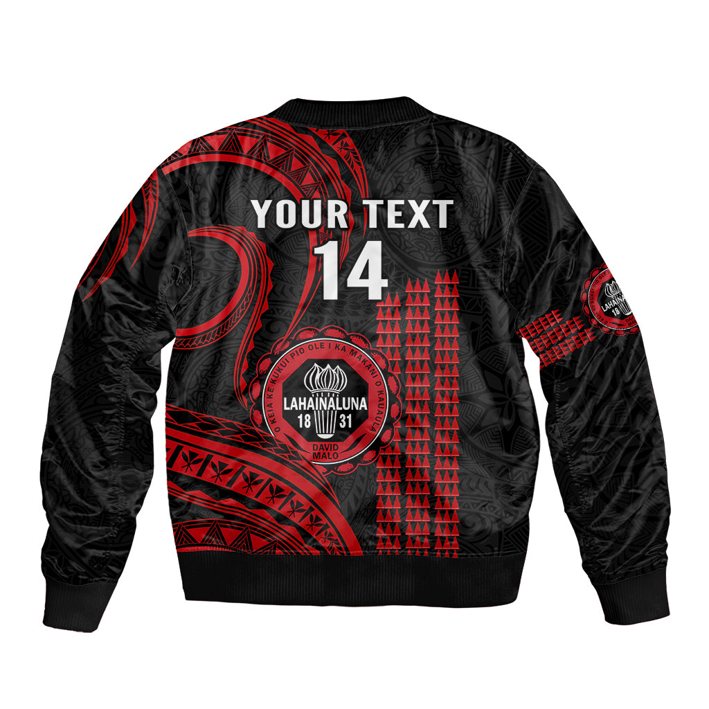 Personalised Hawaii Lahainaluna High School Sleeve Zip Bomber Jacket Polynesian Kakau Pattern LT14 - Polynesian Pride