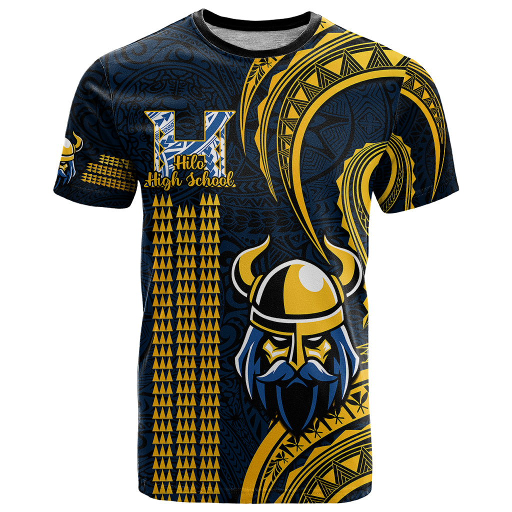 Hawaii Hilo High School T Shirt Vikings Polynesian Kakau Pattern LT14 Gold - Polynesian Pride