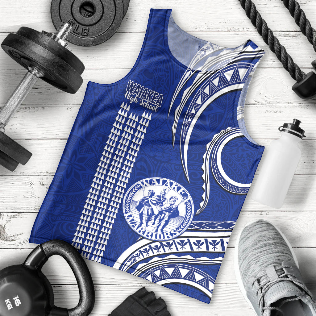 Personalised Hawaii Waiakea High School Men Tank Top Polynesian Kakau Pattern LT14 Blue - Polynesian Pride