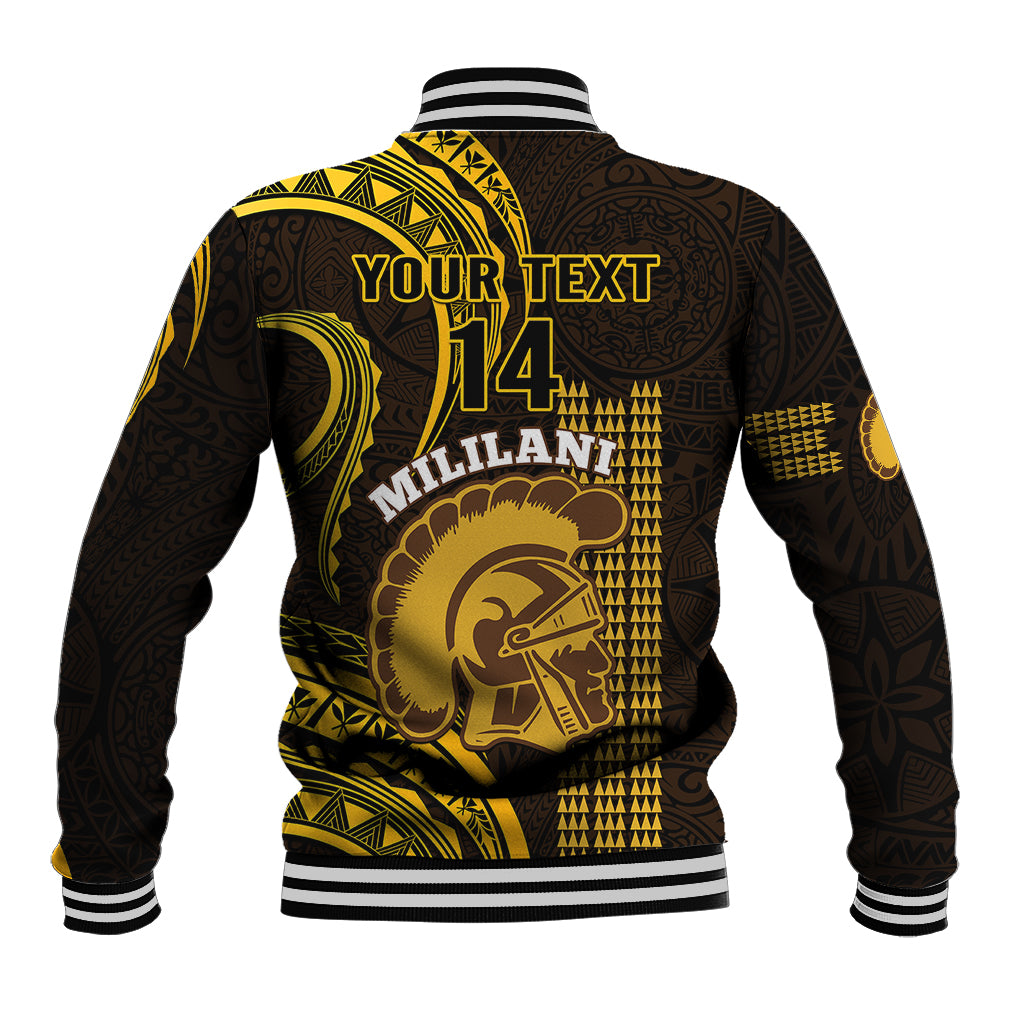 Personalised Hawaii Mililani High School Baseball Jacket Polynesian Kakau Pattern LT14 - Polynesian Pride