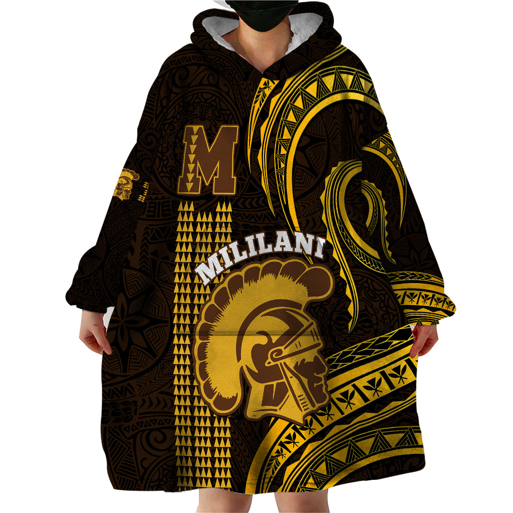 Personalised Hawaii Mililani High School Wearable Blanket Hoodie Polynesian Kakau Pattern LT14 - Polynesian Pride