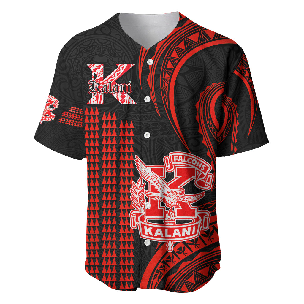 Personalised Hawaii Kalani High School Baseball Jersey Polynesian Kakau Pattern LT14 Red - Polynesian Pride