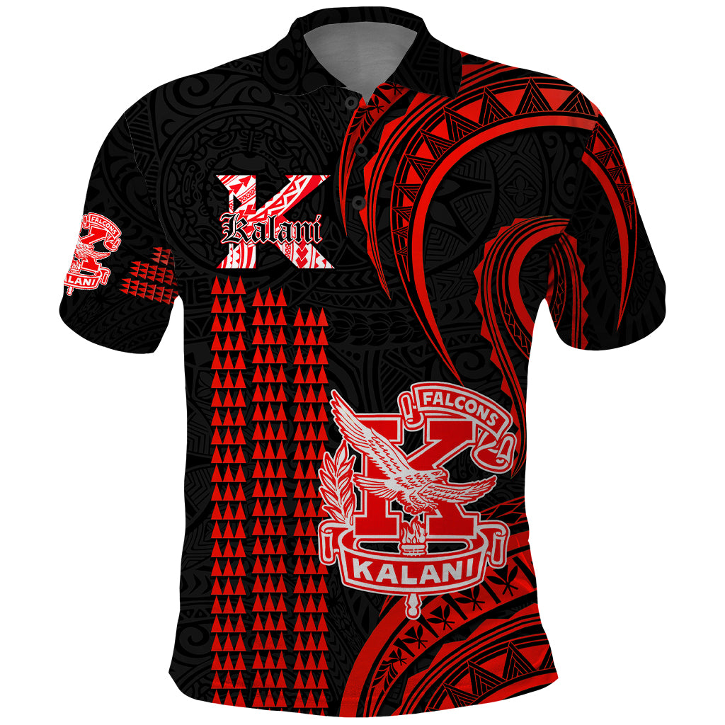 Custom Hawaii Kalani High School Polo Shirt Polynesian Kakau Pattern LT14 Red - Polynesian Pride