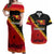 Papua New Guinea Couples Matching Off Shoulder Maxi Dress and Hawaiian Shirt Independen Stet bilong Papua Niugini Unique Version LT14 Red - Polynesian Pride