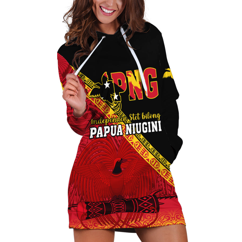 Papua New Guinea Hoodie Dress Independen Stet bilong Papua Niugini Unique Version LT14 Red - Polynesian Pride