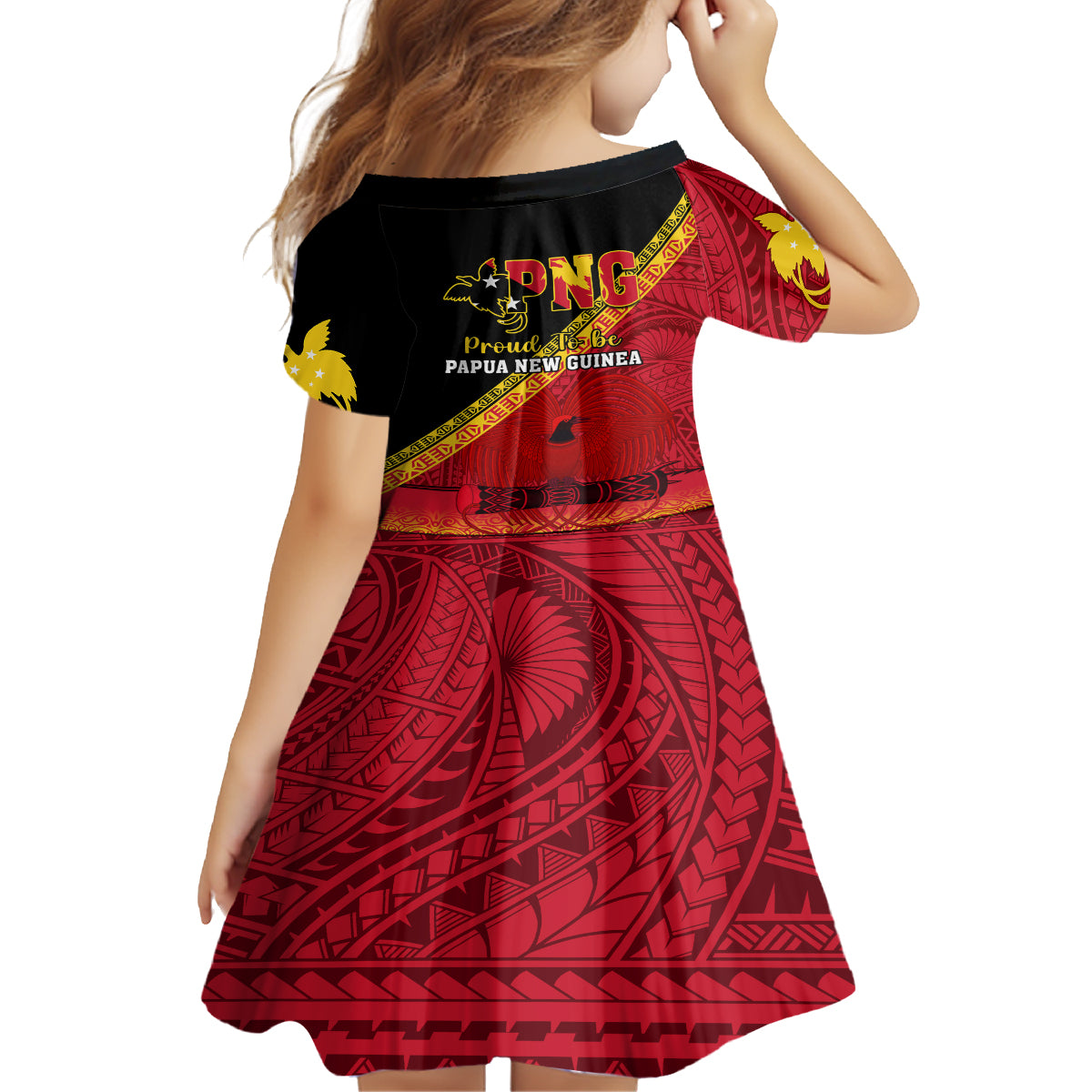Papua New Guinea Kid Short Sleeve Dress Independen Stet bilong Papua Niugini Unique Version LT14 - Polynesian Pride