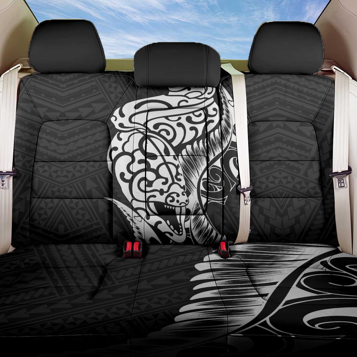 New Zealand Eel Back Car Seat Cover Tuna Aotearoa Maori Patten - Black