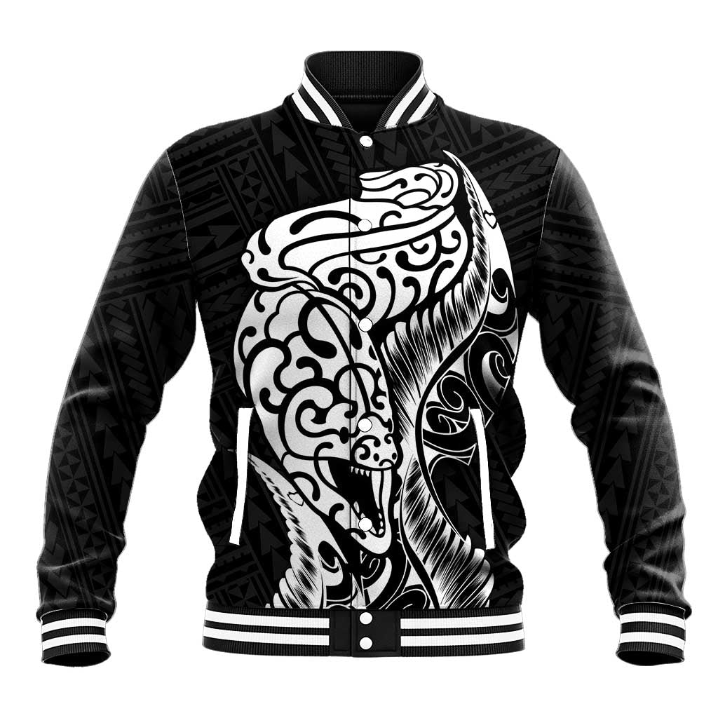 New Zealand Eel Baseball Jacket Tuna Aotearoa Maori Patten - Black