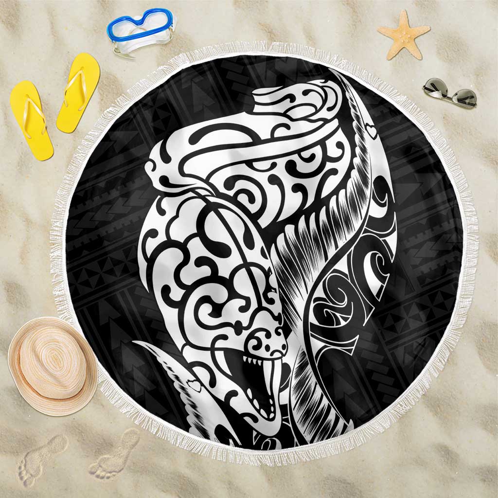 New Zealand Eel Beach Blanket Tuna Aotearoa Maori Patten - Black LT14 One Size 150cm Black - Polynesian Pride