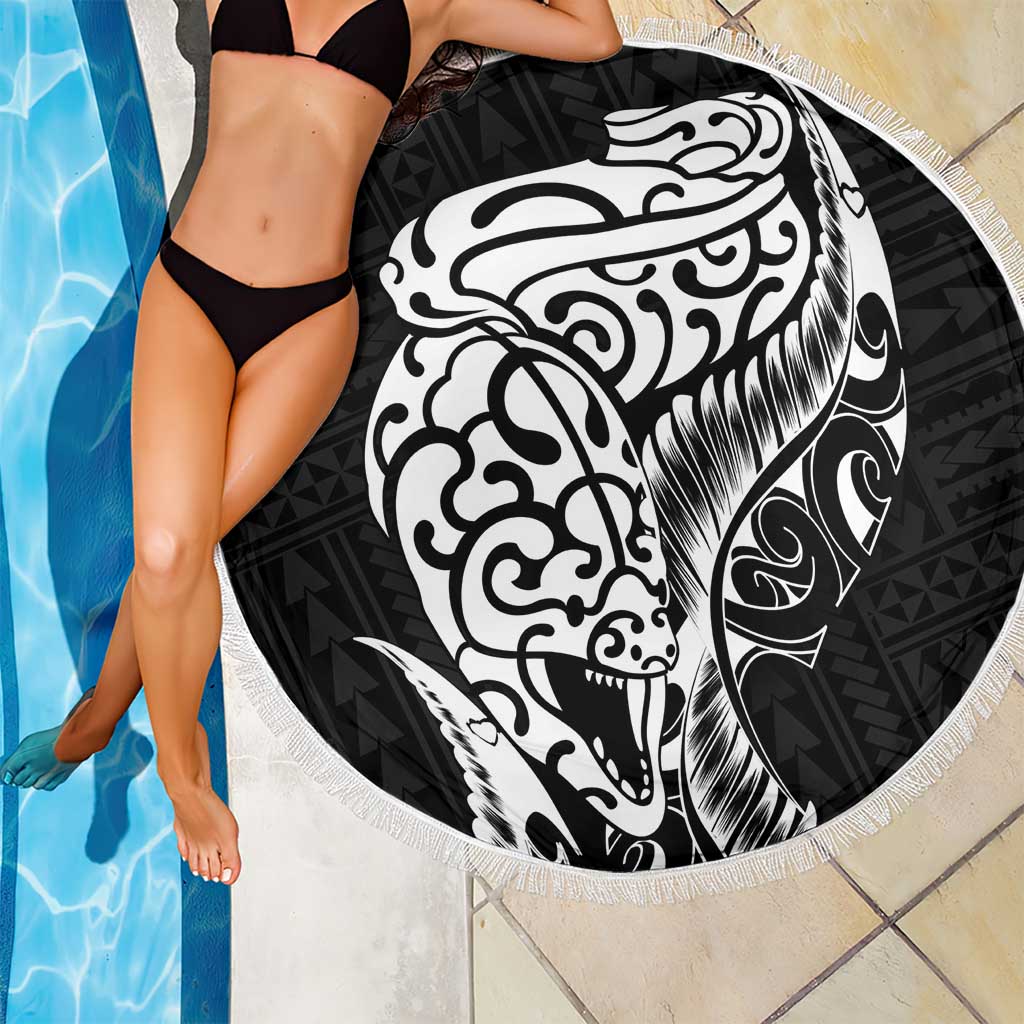 New Zealand Eel Beach Blanket Tuna Aotearoa Maori Patten - Black LT14 - Polynesian Pride