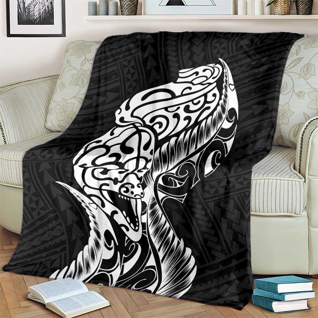 New Zealand Eel Blanket Tuna Aotearoa Maori Patten - Black LT14 - Polynesian Pride