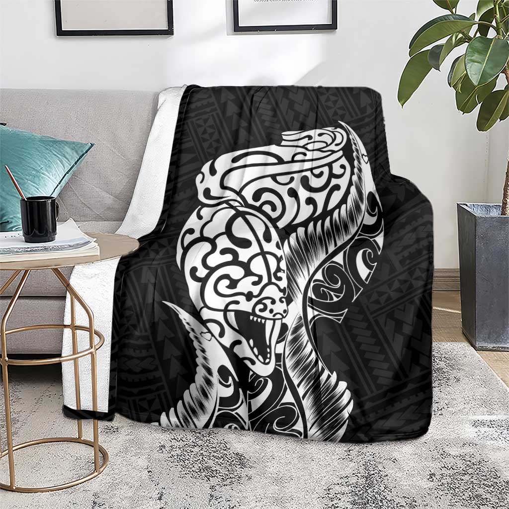 New Zealand Eel Blanket Tuna Aotearoa Maori Patten - Black LT14 - Polynesian Pride