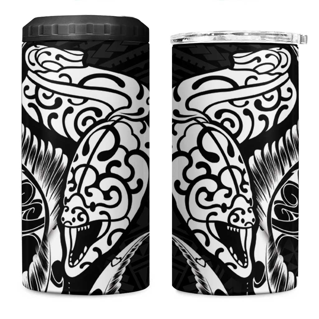 New Zealand Eel Can Cooler Tumbler Tuna Aotearoa Maori Patten - Black