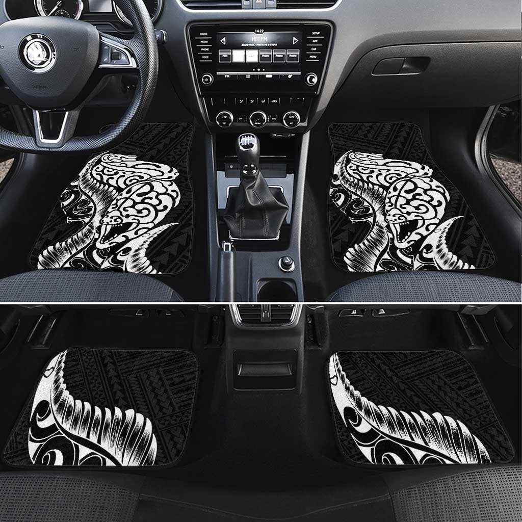 New Zealand Eel Car Mats Tuna Aotearoa Maori Patten - Black LT14 Set 4pcs Black - Polynesian Pride