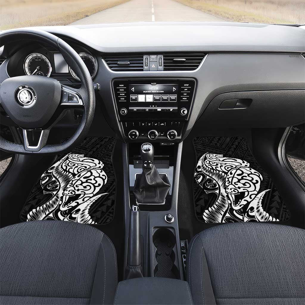 New Zealand Eel Car Mats Tuna Aotearoa Maori Patten - Black LT14 Set 2pcs - Front Black - Polynesian Pride