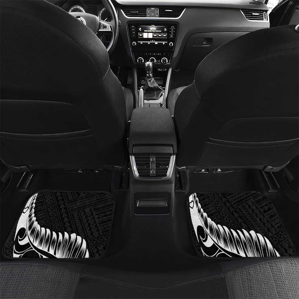New Zealand Eel Car Mats Tuna Aotearoa Maori Patten - Black LT14 Set 2pcs - Back Black - Polynesian Pride